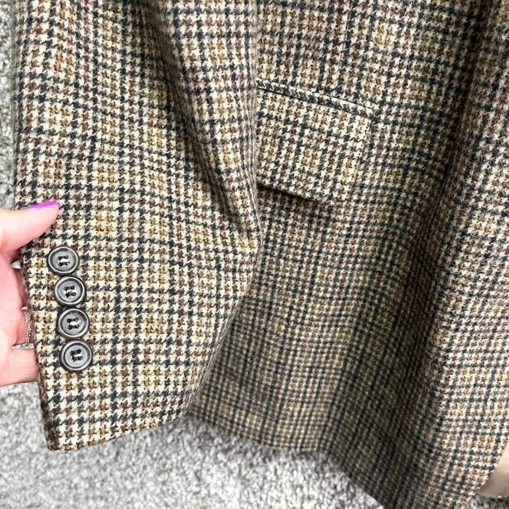 Jos. A. Bank‎ Blazer Men's 48R Brown Houndstooth Plaid Camel Hair 2-Button Suit
